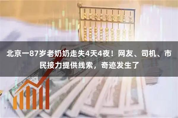 北京一87岁老奶奶走失4天4夜！网友、司机、市民接力提供线索，奇迹发生了