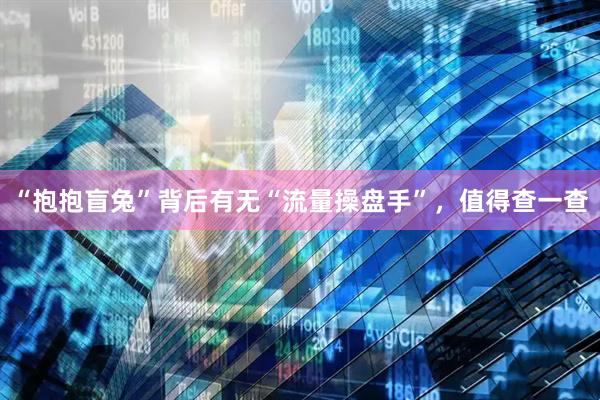 “抱抱盲兔”背后有无“流量操盘手”，值得查一查