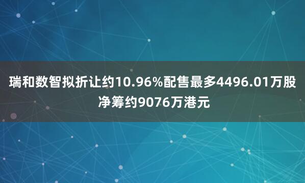 瑞和数智拟折让约10.96%配售最多4496.01万股 净筹约9076万港元